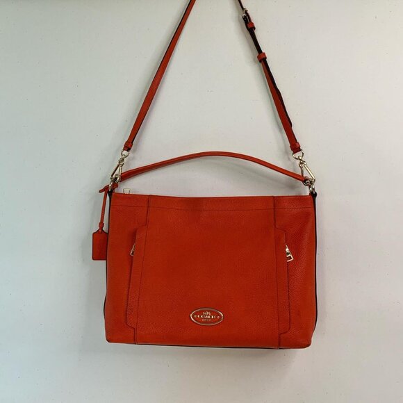 Coach orange leather tote bag - Picture 5 of 8